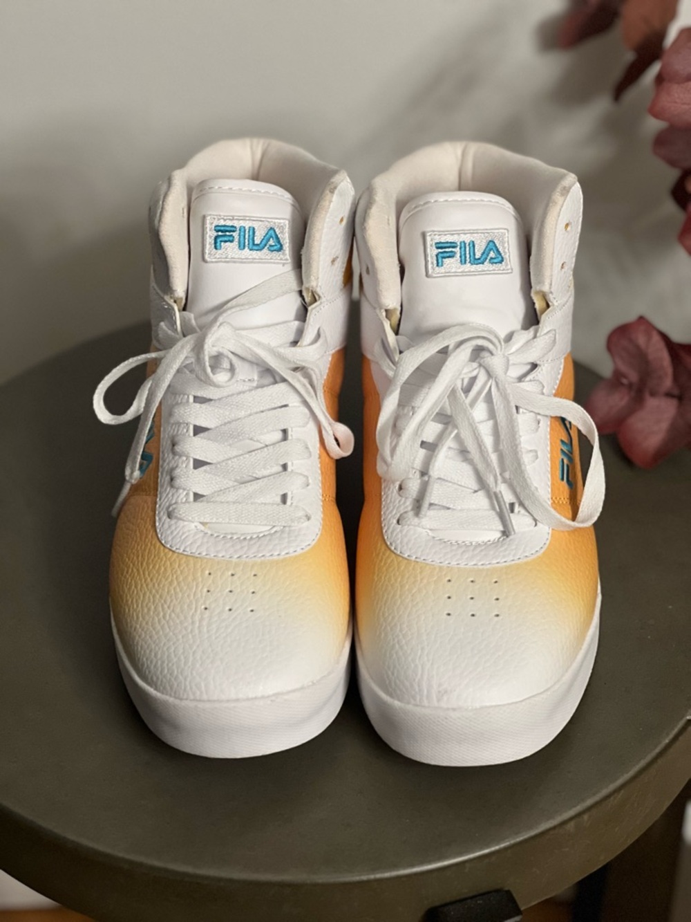 FILA White Sneakers with Orange Gradient Accents